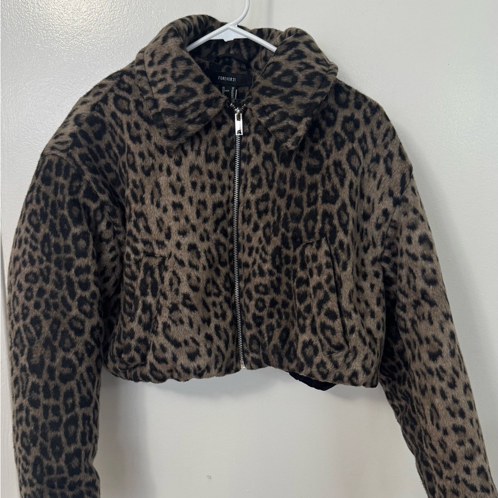 Forever 21 Leopard Print Puffer Jacket